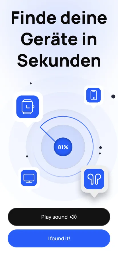Bluetooth Finder auf dem iPhone mit Geräten in der Nähe und geschätzter Entfernung