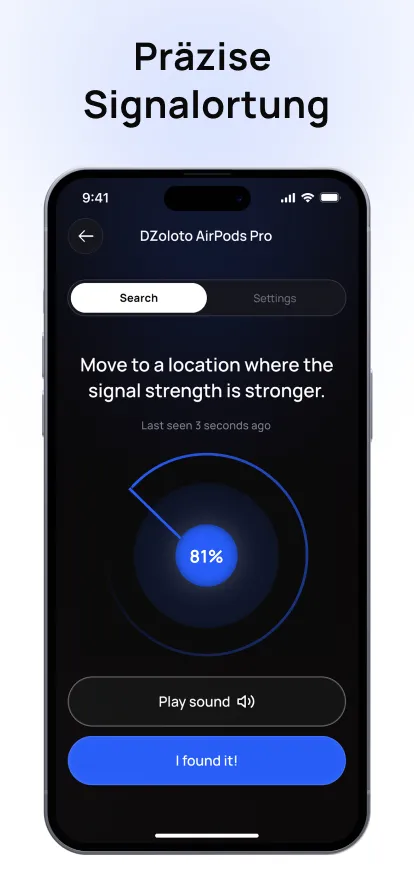 Einstellungen für die Entfernungseinheit in Bluetooth Finder