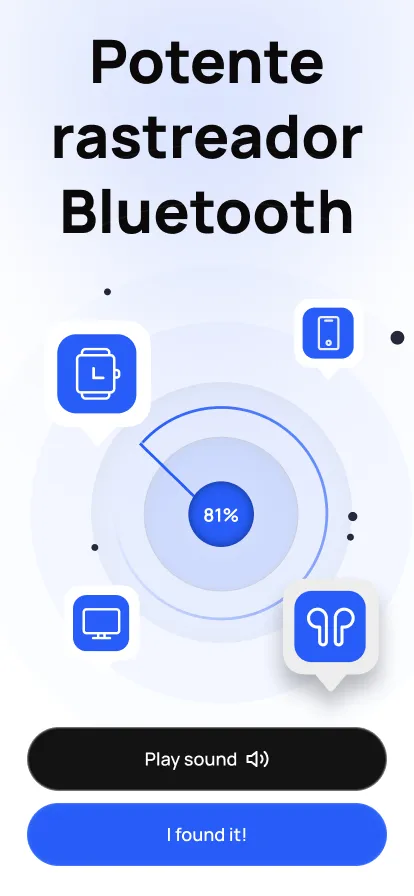 Bluetooth Finder en iPhone mostrando dispositivos cercanos y una distancia estimada