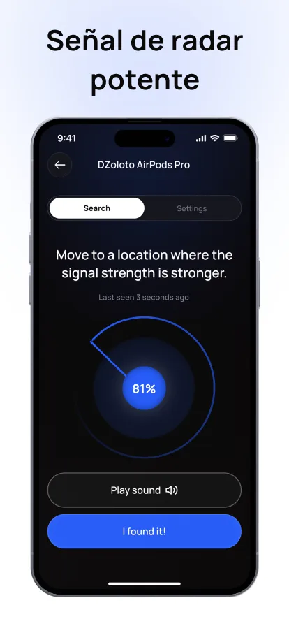 Configuración de unidad de distancia en Bluetooth Finder