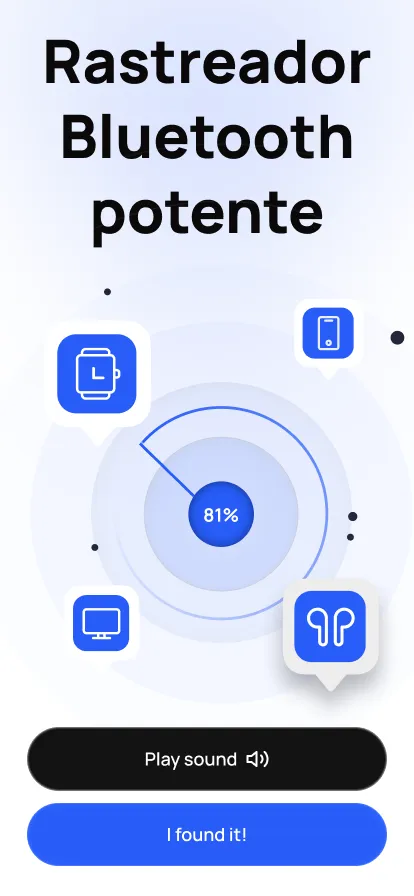Visão de proximidade com estimativas de distância no Bluetooth Finder para iPhone