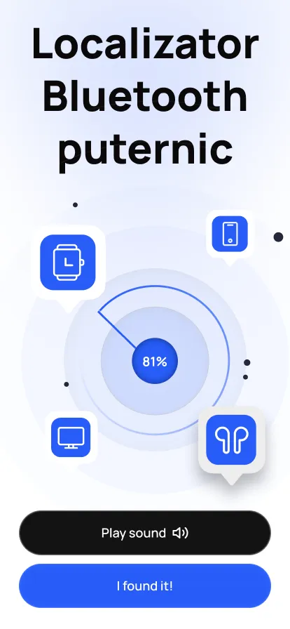 Bluetooth Finder pe iPhone afișând dispozitive din apropiere și o distanță estimată