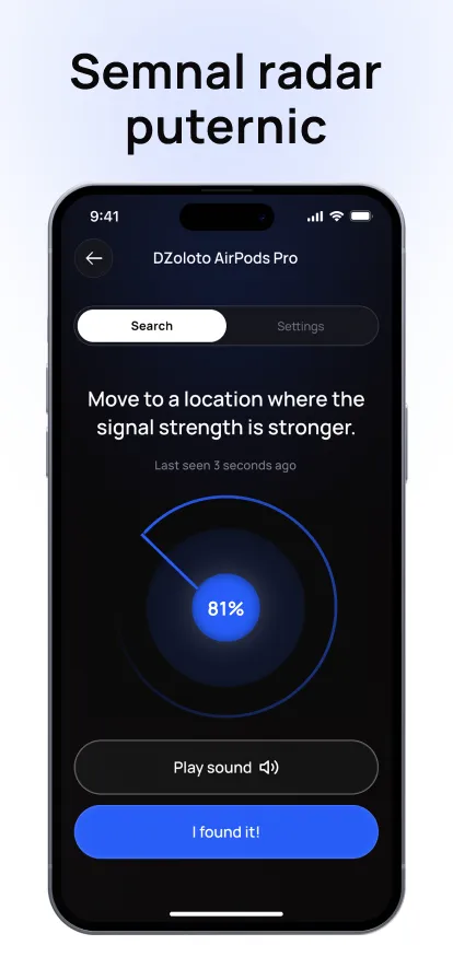 Setarea unității de distanță în Bluetooth Finder