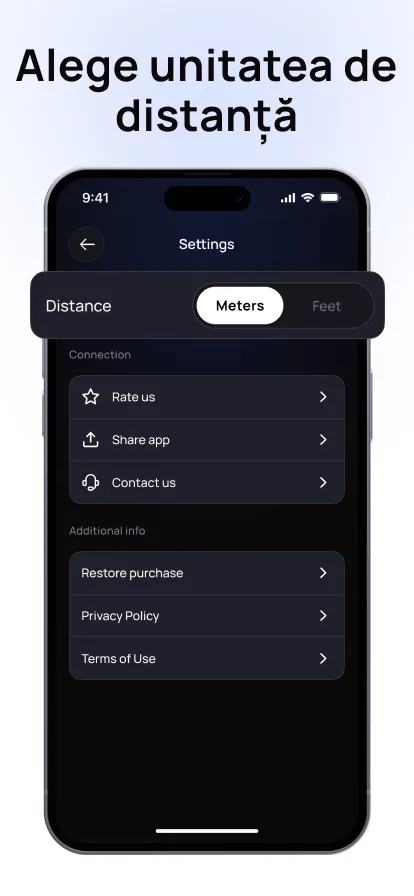 Ecranul radarului de semnal pentru un dispozitiv Bluetooth selectat în Bluetooth Finder